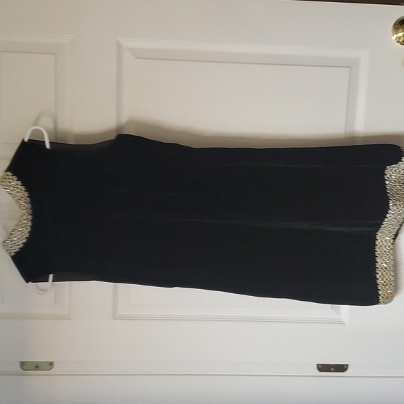 Vintage Wimpfheimer & Bro 50/60s blk velvet dress silver braid trim Sz 16 - Picture 1 of 16